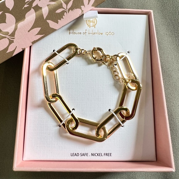NEW House of Harlow 1960 Gold Link Bracelet with Box NIB - Picture 1 of 4
